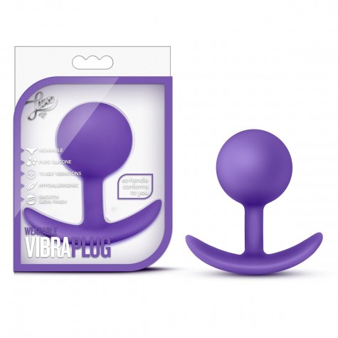 Фиолетовая пробка-шар для ношения Luxe Wearable Vibra Plug - 8,9 см.